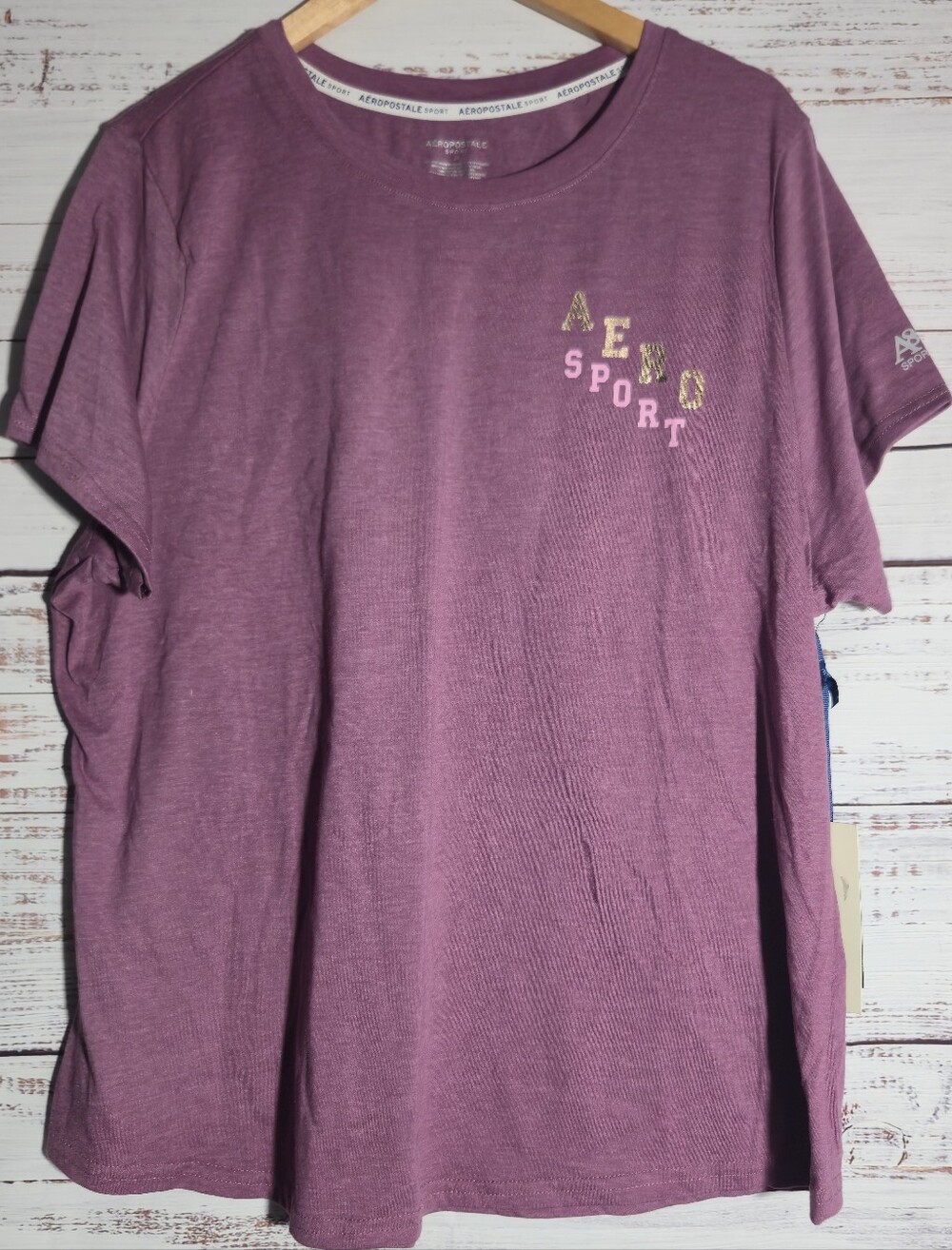 Aeropostale Sport Maeve Purple Short Sleeve V-Neck T-Shirt Women's Size 2X